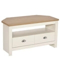 Corner TV Stand for TVs up to 50 with Drawers and Open Storage Shelf