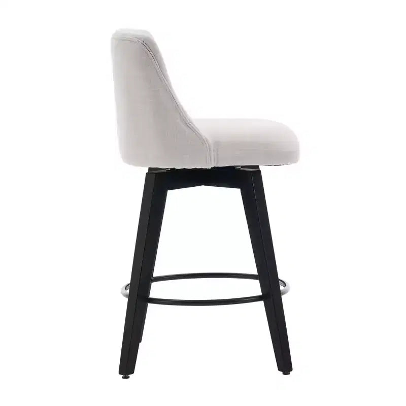 Tabouret de bar pivotant à 360 degrés blanc—Mélange de lin capitonné, convient aux îlots de cuisine