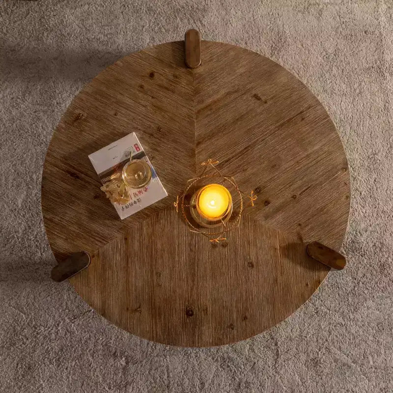 Table basse ronde en bois – Facile à monter ; Une table basse décorative adaptée aux salons ou aux appartements