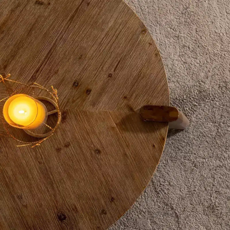 Table basse ronde en bois – Facile à monter ; Une table basse décorative adaptée aux salons ou aux appartements