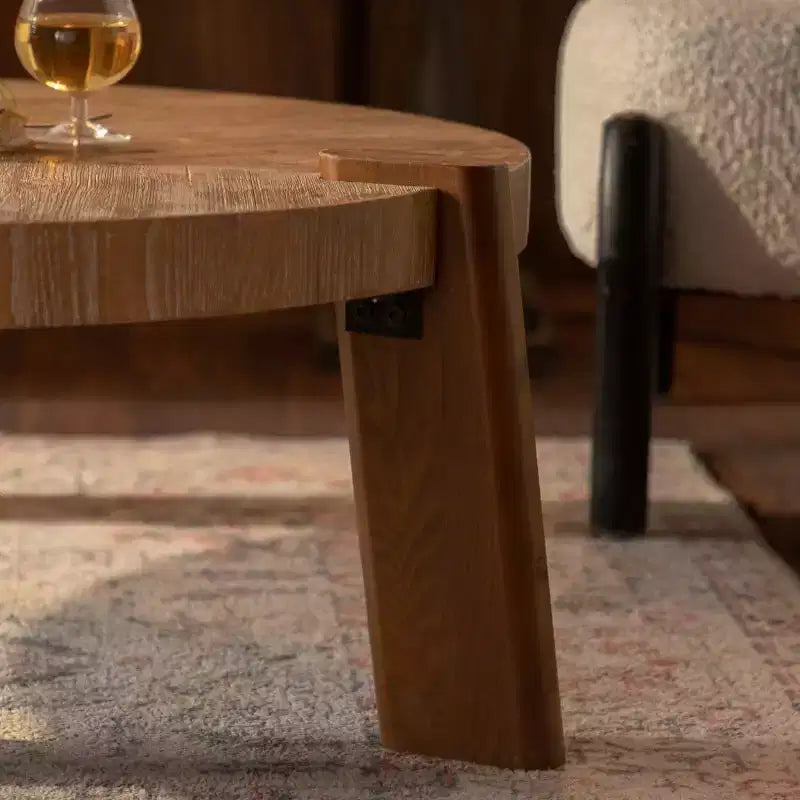 Table basse ronde en bois – Facile à monter ; Une table basse décorative adaptée aux salons ou aux appartements