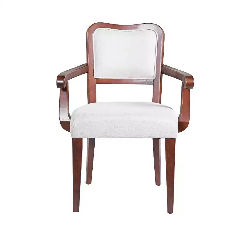 Chaise de salle à manger avec cadre en bois massif et accoudoirs traditionnels rembourrés — Un choix élégant pour la salle à manger ou la cuisine