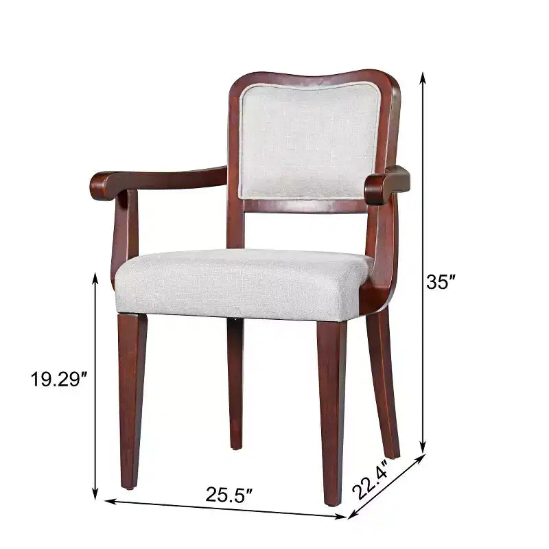 Chaise de salle à manger avec cadre en bois massif et accoudoirs traditionnels rembourrés — Un choix élégant pour la salle à manger ou la cuisine