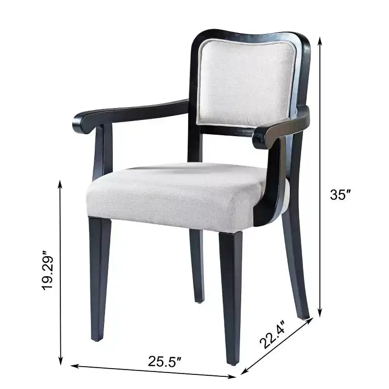 Chaise de salle à manger avec cadre en bois massif et accoudoirs traditionnels rembourrés — Un choix élégant pour la salle à manger ou la cuisine