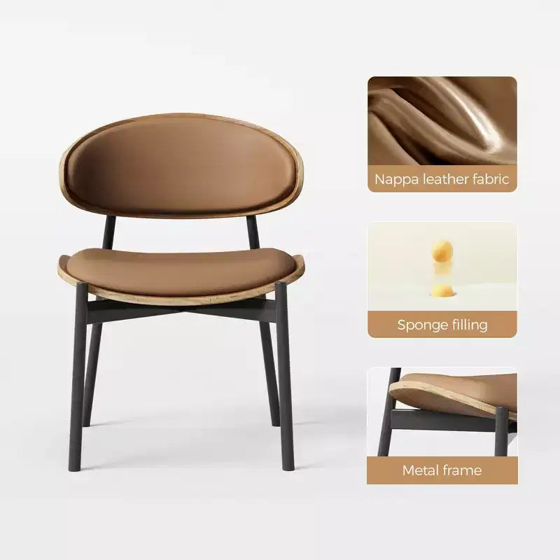 Chaise de salle à manger au design moderne — piètement en métal avec assise et dossier rembourrés et moelleux