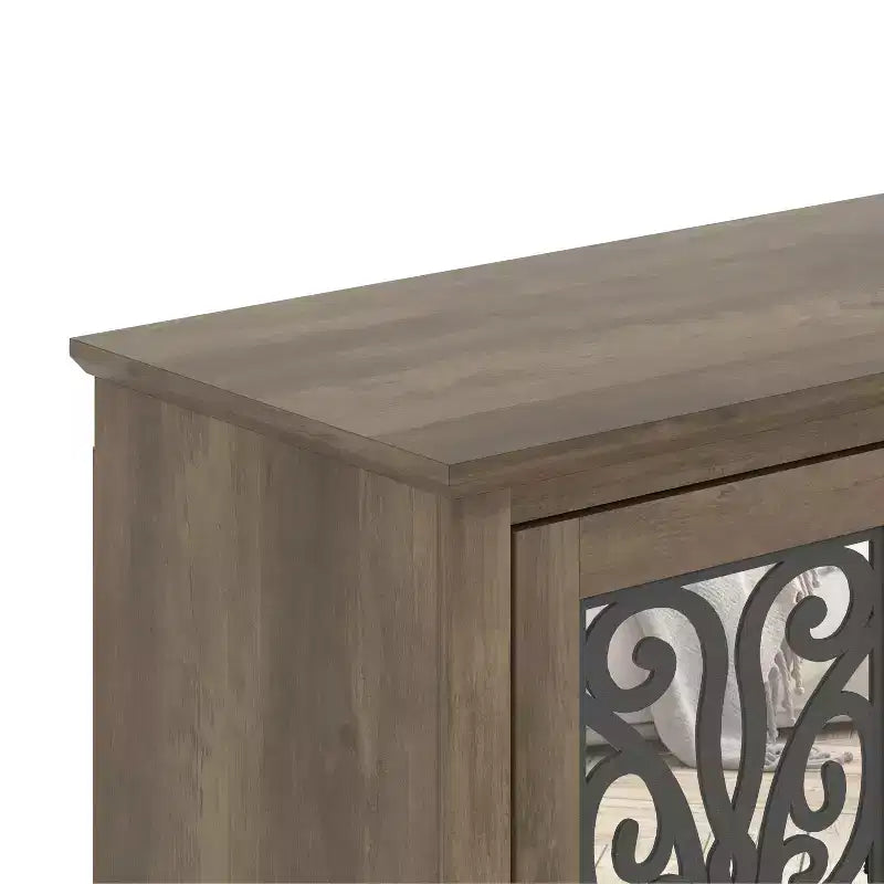 Meuble TV avec portes miroir (avec espace de rangement caché intégré)