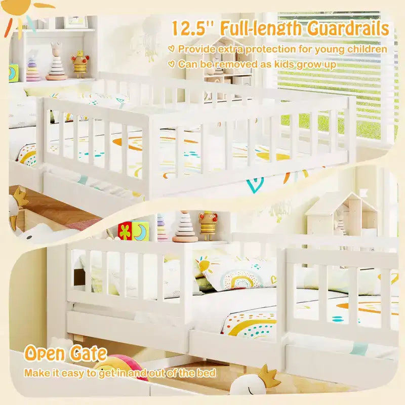Lit cabane pour enfants taille simple avec deux tiroirs et une tête de lit avec rangement