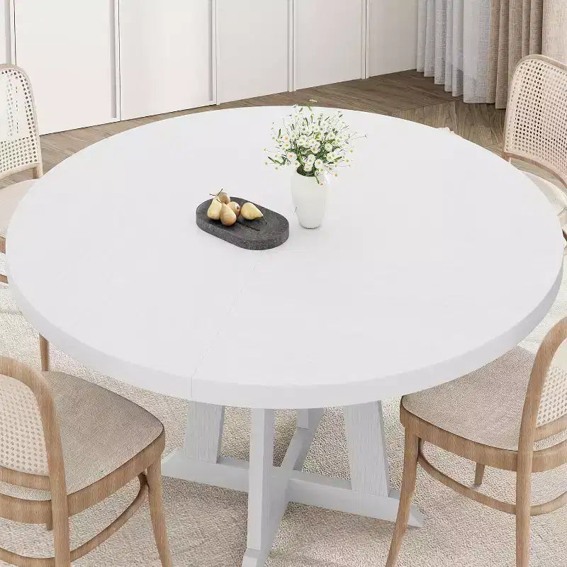 Table à manger pour 4 à 6 personnes, table à manger ronde de 120 cm, table de cuisine en bois avec pieds robustes, table de salle à manger pour salle à manger, cuisine