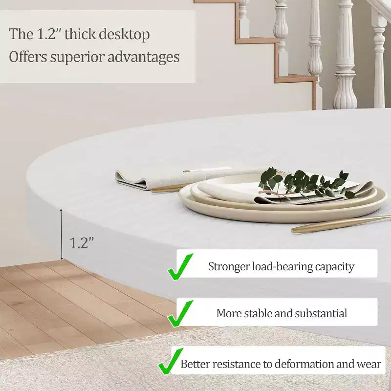 Table à manger pour 4 à 6 personnes, table à manger ronde de 120 cm, table de cuisine en bois avec pieds robustes, table de salle à manger pour salle à manger, cuisine