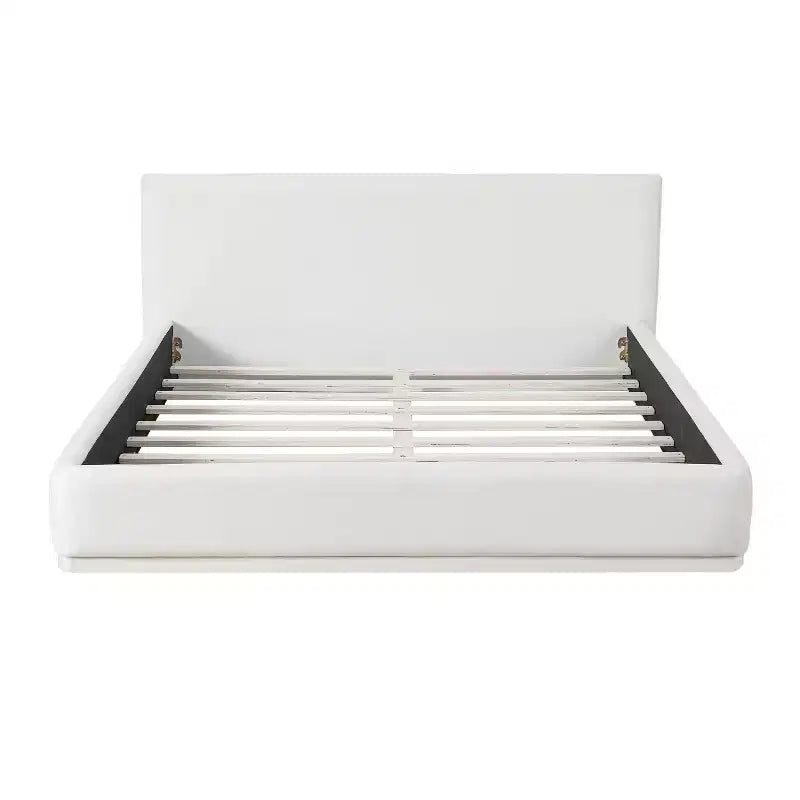 Cadre de lit plateforme rembourré grand lit/très grand lit avec tête de lit, blanc