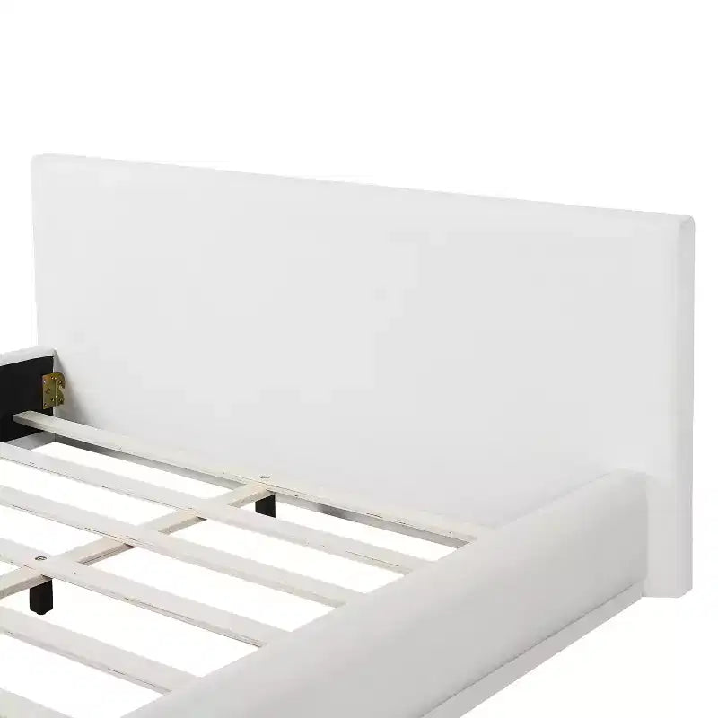 Cadre de lit plateforme rembourré grand lit/très grand lit avec tête de lit, blanc