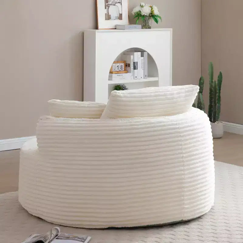 Chaise de sol/Fauteuil lounge rond moderne en velours côtelé (avec 3 coussins), Chaise longue ronde