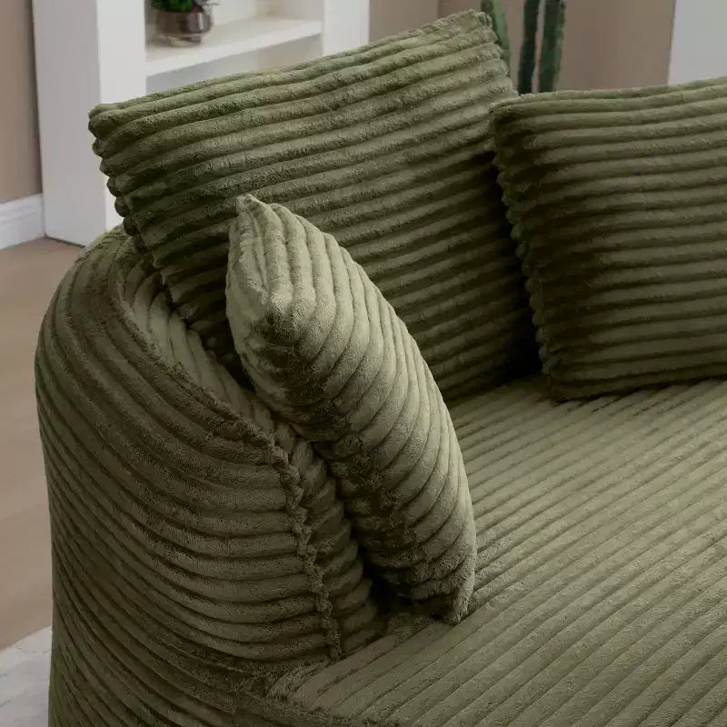Chaise de sol/Fauteuil lounge rond moderne en velours côtelé (avec 3 coussins), Chaise longue ronde