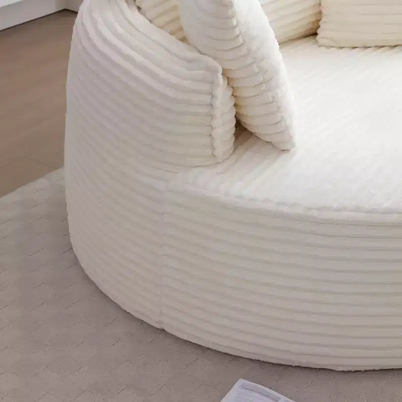Chaise de sol/Fauteuil lounge rond moderne en velours côtelé (avec 3 coussins), Chaise longue ronde