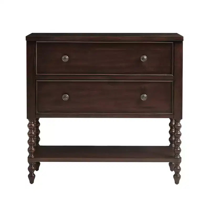 Commode d'appoint en bois de ferme avec pieds tournés, 36 po
