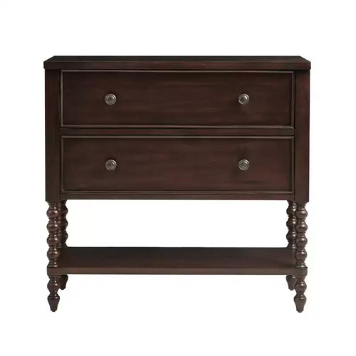 Commode d'appoint en bois de ferme avec pieds tournés, 36 po