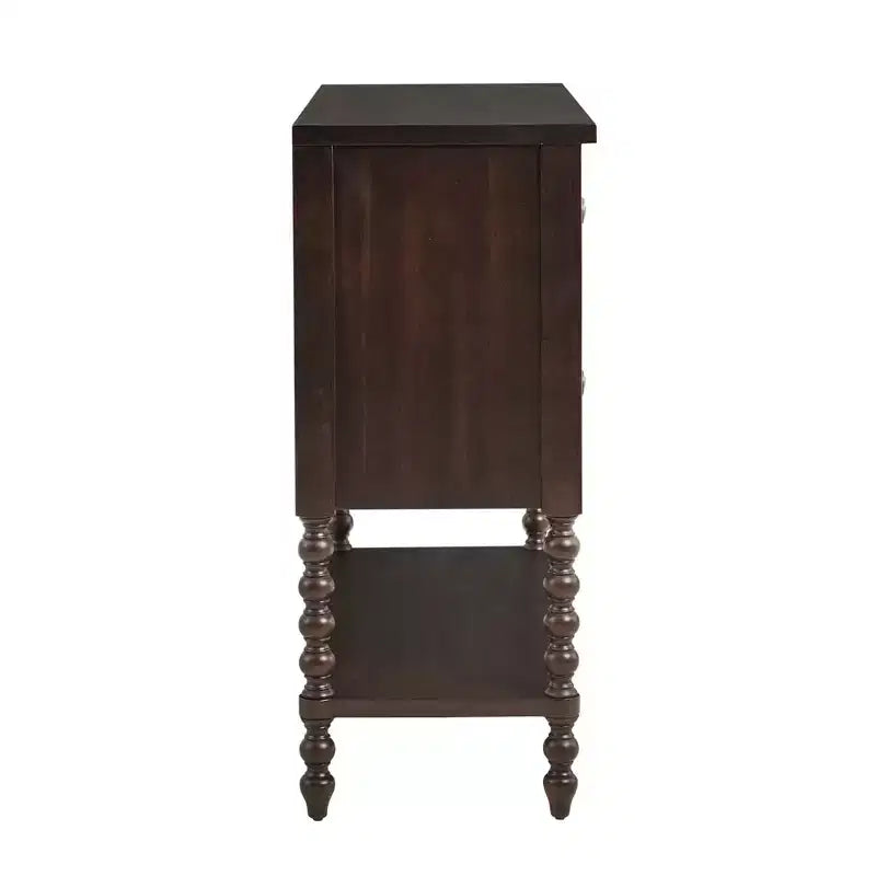 Commode d'appoint en bois de ferme avec pieds tournés, 36 po