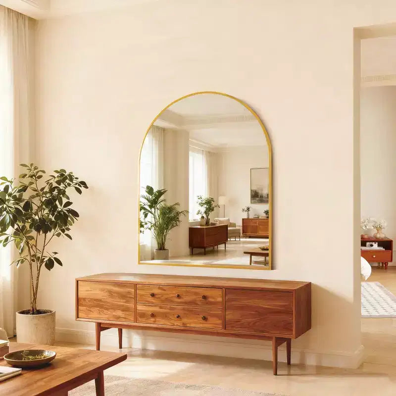Miroir de salle de bain mural 30 x 36 avec cadre en métal et bordure arquée