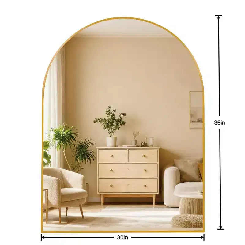 Miroir de salle de bain mural 30 x 36 avec cadre en métal et bordure arquée
