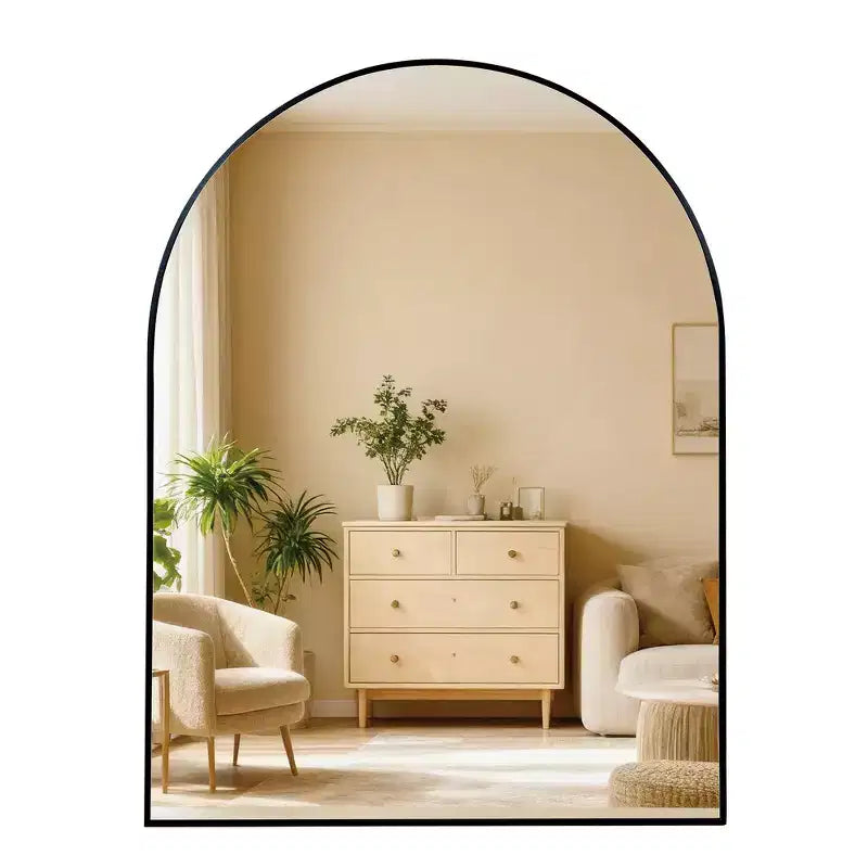 Miroir de salle de bain mural 30 x 36 avec cadre en métal et bordure arquée