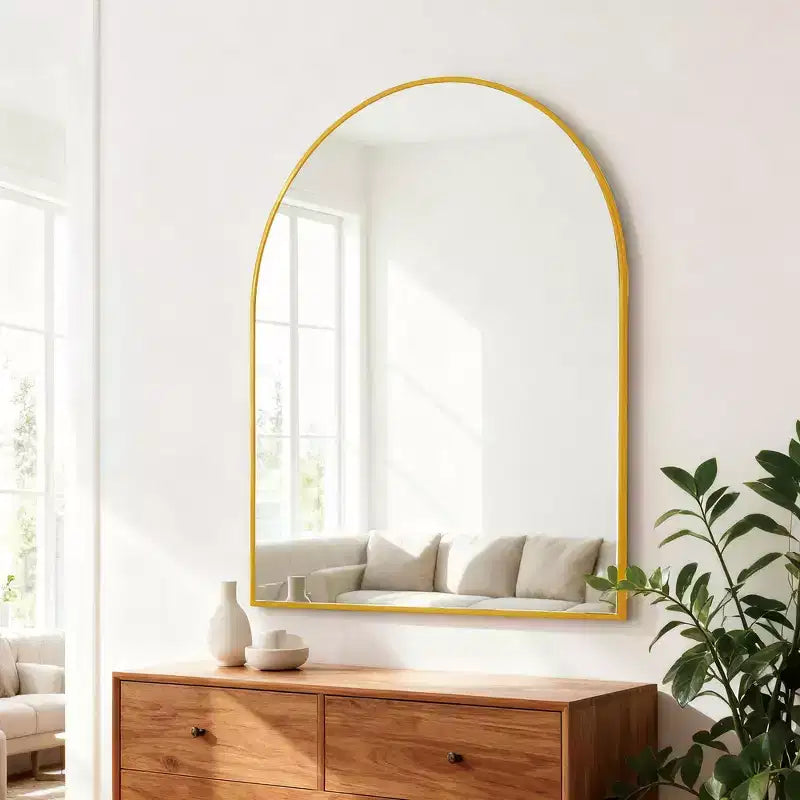 Miroir de salle de bain mural 30 x 36 avec cadre en métal et bordure arquée