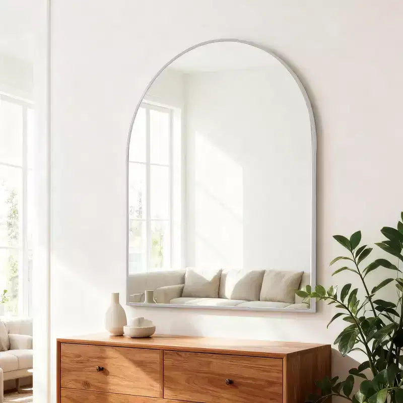Miroir de salle de bain mural 30 x 36 avec cadre en métal et bordure arquée