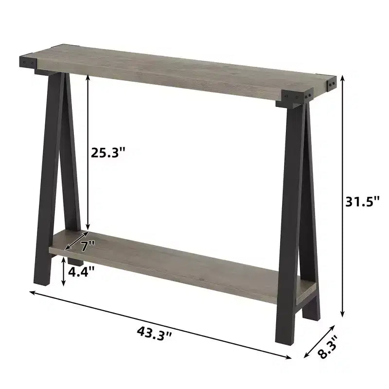 Table console de style ferme de 43,7 po avec cadre en métal – Table de rangement pour l'arrière du canapé, l'entrée et le couloir