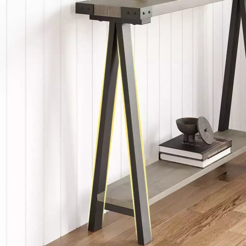 Table console de style ferme de 43,7 po avec cadre en métal – Table de rangement pour l'arrière du canapé, l'entrée et le couloir