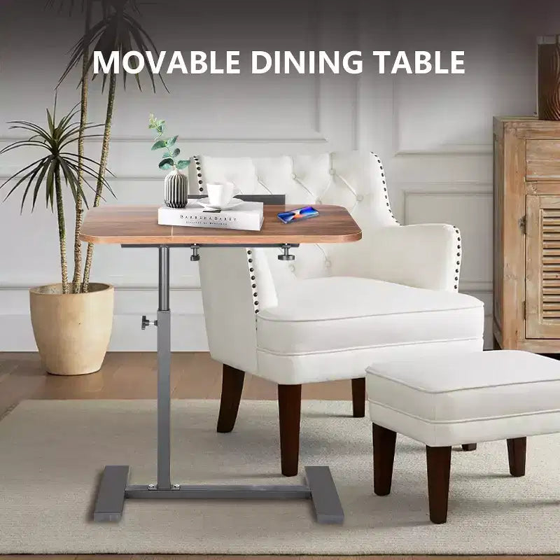 Bureau mobile pour ordinateur portable, réglable en hauteur, avec plateau inclinable et roulettes escamotables