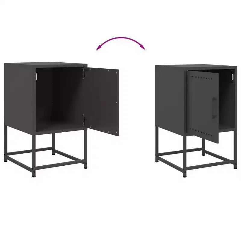 Table de chevet en acier noir 36 x 39 x 60,5 cm