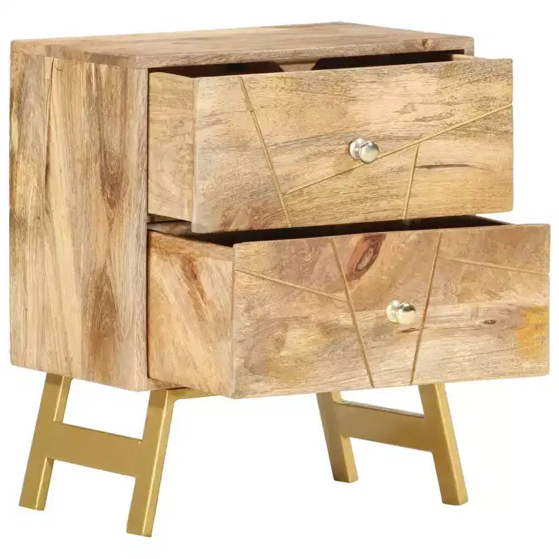 Table de chevet de rangement pour chambre à coucher en bois de manguier massif