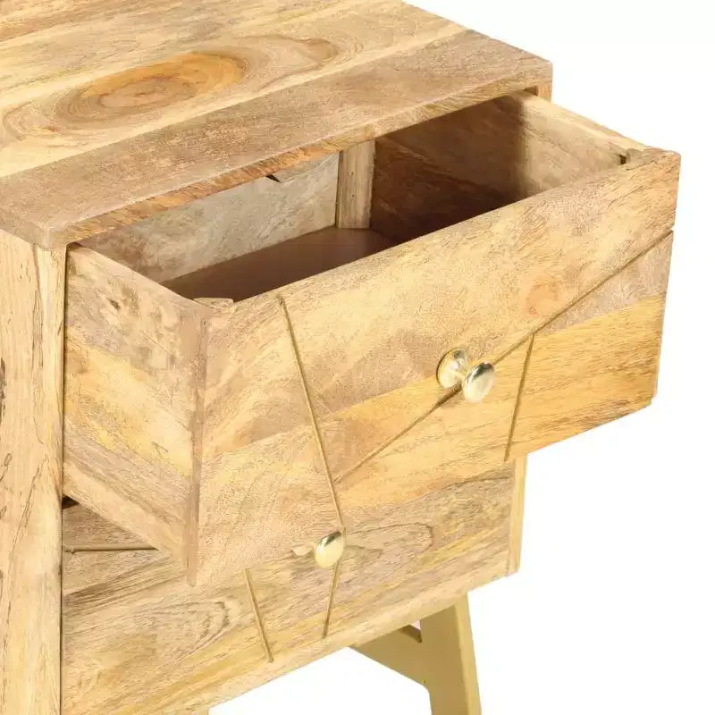 Table de chevet de rangement pour chambre à coucher en bois de manguier massif