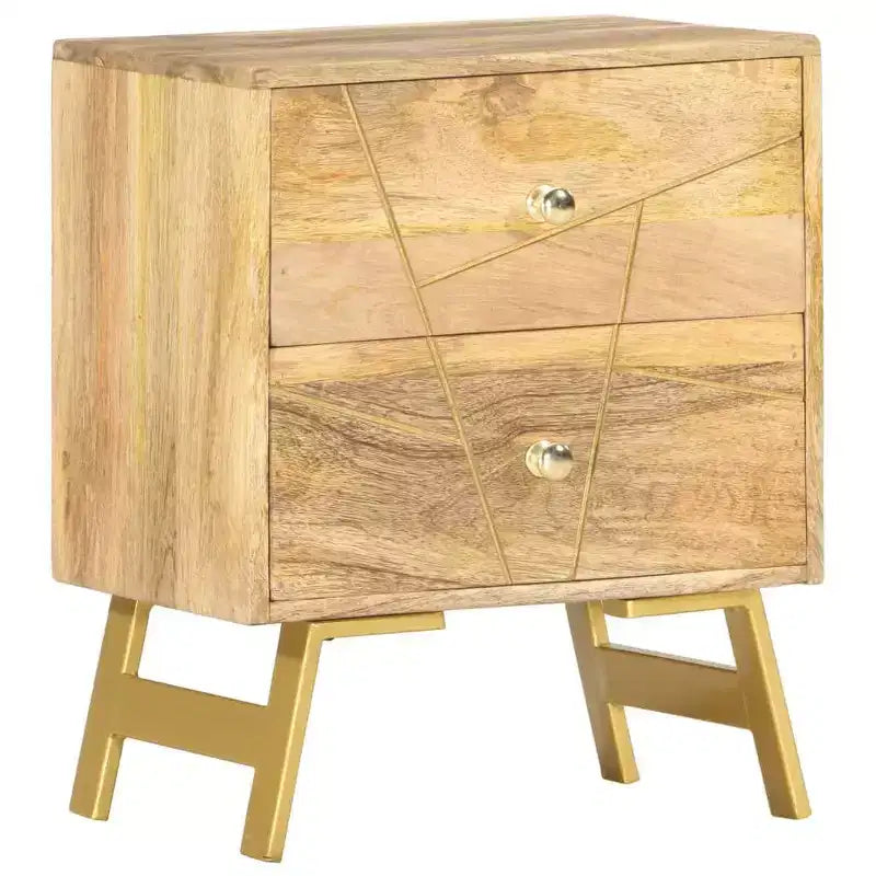 Table de chevet de rangement pour chambre à coucher en bois de manguier massif