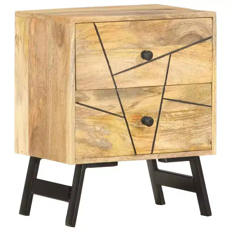 Table de chevet de rangement pour chambre à coucher en bois de manguier massif