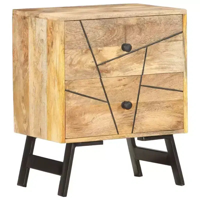 Table de chevet de rangement pour chambre à coucher en bois de manguier massif