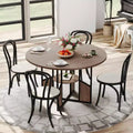 Grande table à manger en bois pouvant accueillir 4 à 6 personnes, avec une base métallique robuste, couleur noyer