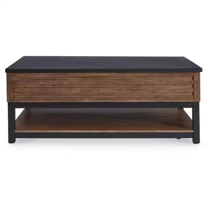 Table basse relevable avec rangement, marron/noir chaud