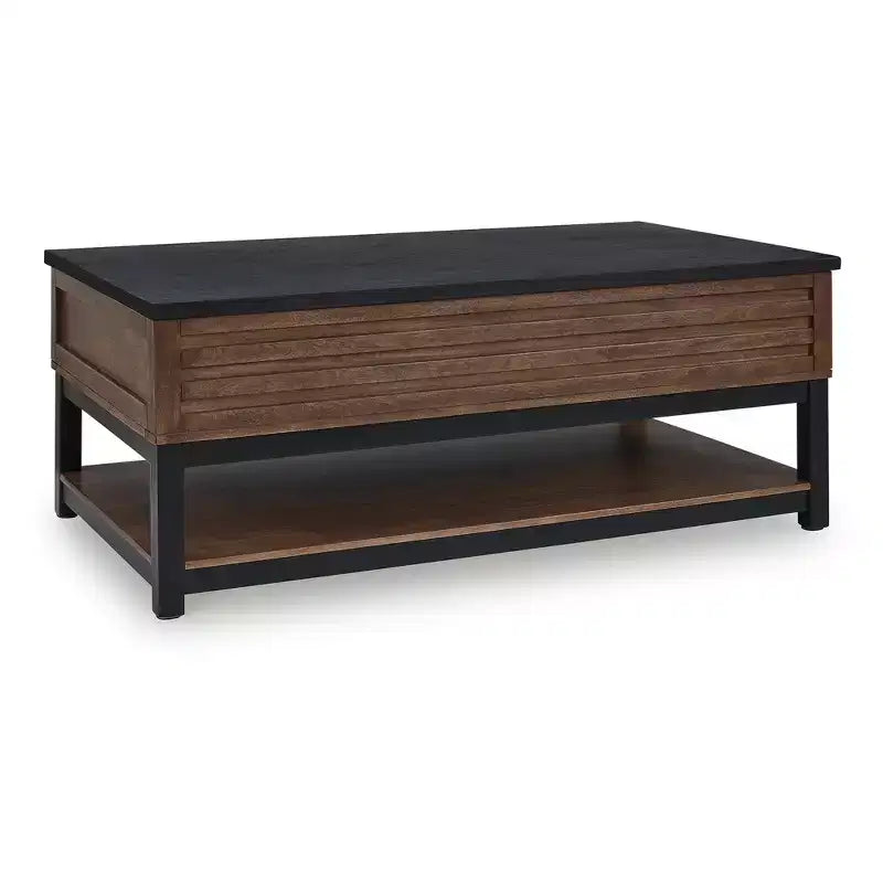Table basse relevable avec rangement, marron/noir chaud
