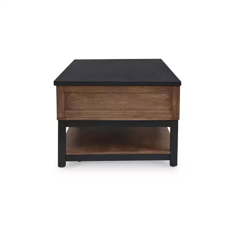 Table basse relevable avec rangement, marron/noir chaud
