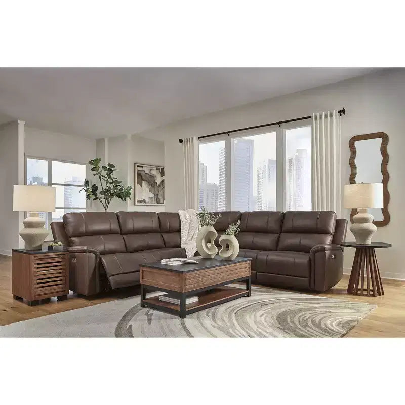 Table basse relevable avec rangement, marron/noir chaud