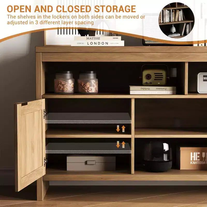 Meuble TV 58 pouces en rotin, style Bohème Campagne, adapté aux salons et appartements