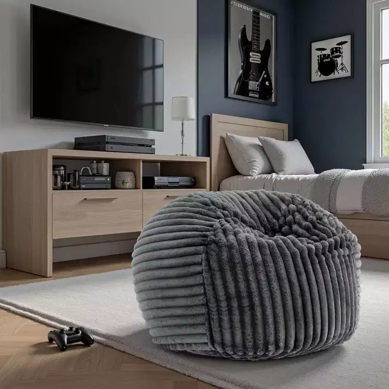 Pouf avec housse amovible zippée, pouf en mousse à mémoire de forme moelleux et doux, fauteuil de salon confortable