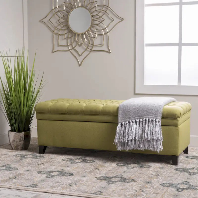 Juliana Fabric Storage Ottoman with Birch Legs