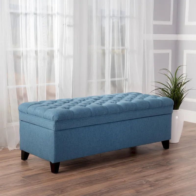 Juliana Fabric Storage Ottoman with Birch Legs