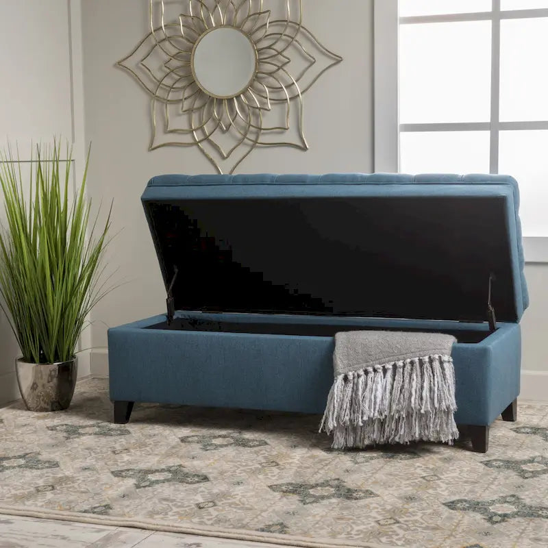 Juliana Fabric Storage Ottoman with Birch Legs