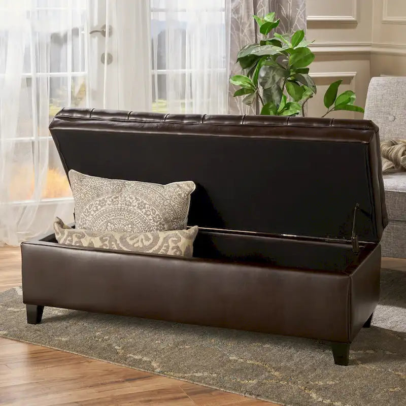 Juliana Fabric Storage Ottoman with Birch Legs