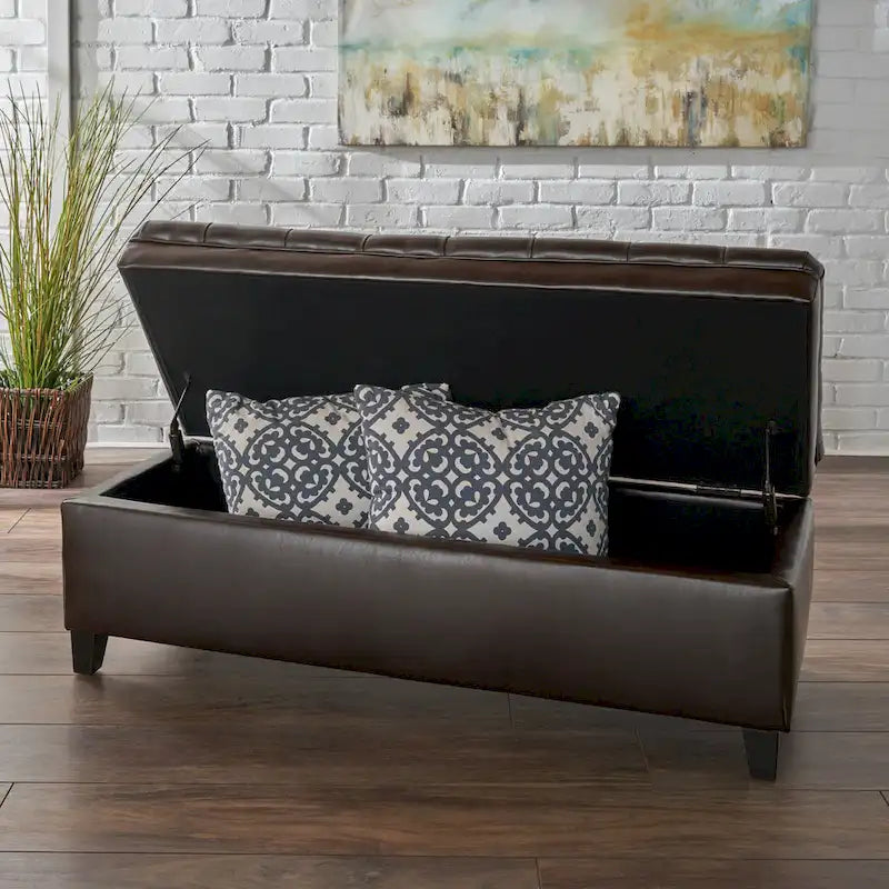 Juliana Fabric Storage Ottoman with Birch Legs