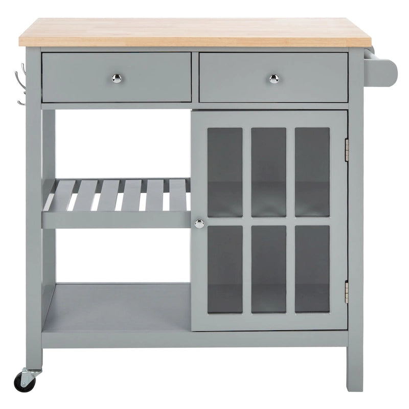 SAFAVIEH Fawn 1-Door 2-Drawer 2-Shelf Kitchen Cart - 33.5 W x 16.9 L x 35 H - 33Wx17Dx35H