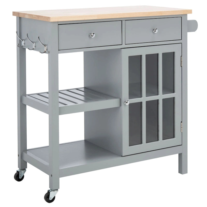 SAFAVIEH Fawn 1-Door 2-Drawer 2-Shelf Kitchen Cart - 33.5 W x 16.9 L x 35 H - 33Wx17Dx35H