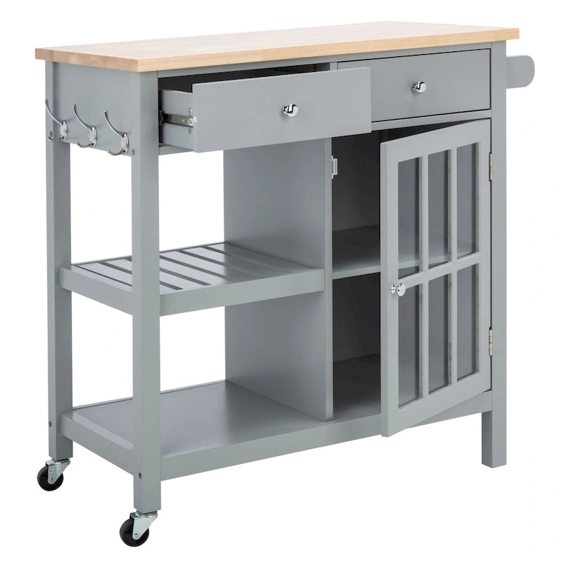 SAFAVIEH Fawn 1-Door 2-Drawer 2-Shelf Kitchen Cart - 33.5 W x 16.9 L x 35 H - 33Wx17Dx35H